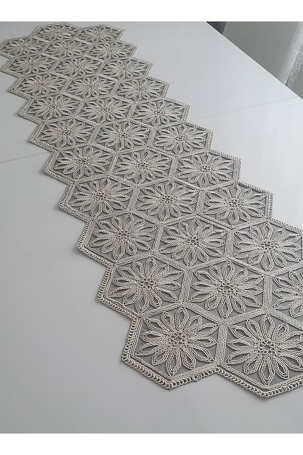 Anglez Kordon Simli Altıköşe Runner(38×130cm) - 3