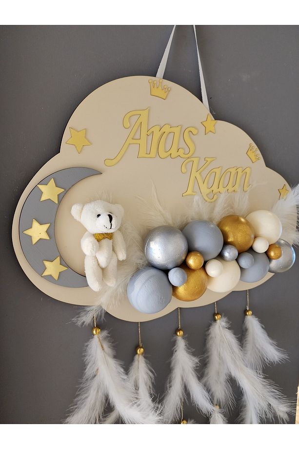 Kapı Süsü Ahşap Bulut Kapısüsü Bebek Odası Isimlik Strafor Toplu - 4