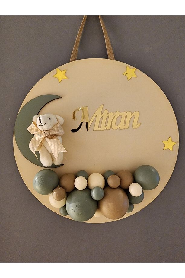 Bubble Ayıcıklı Bebek Kapı ve Duvar Süsü - İstediğiniz isim yazılır - 4