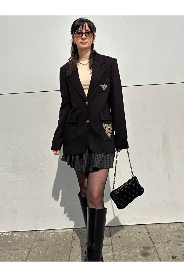 Arma Detaylı Blazer Ceket - 5