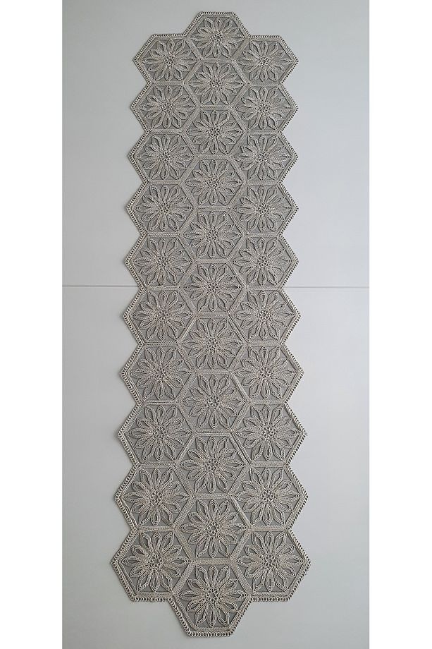 Anglez Kordon Simli Altıköşe Runner(38×130cm) - 2