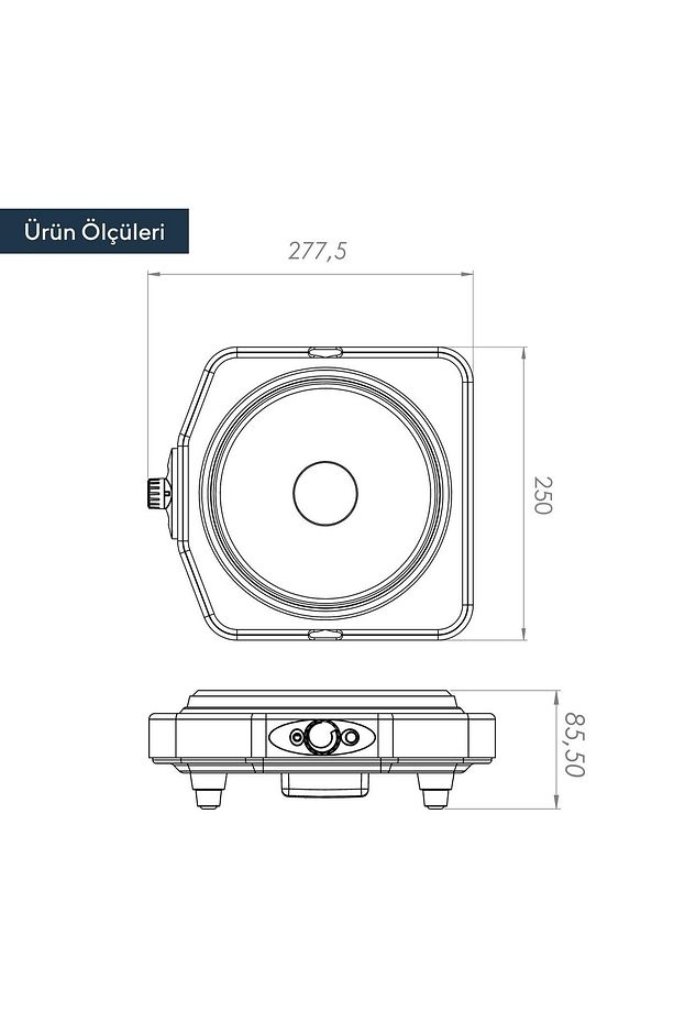 LX-7115 Ayarlanabilir Termostatlı Tekli Elektrikli Ocak - Siyah - 4