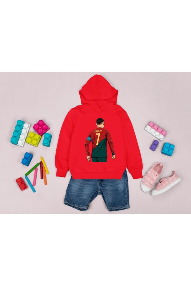 Ronaldo Portugal Jersey Printed Children's 3 Yarn Children's Sweatshirt Without Pocket