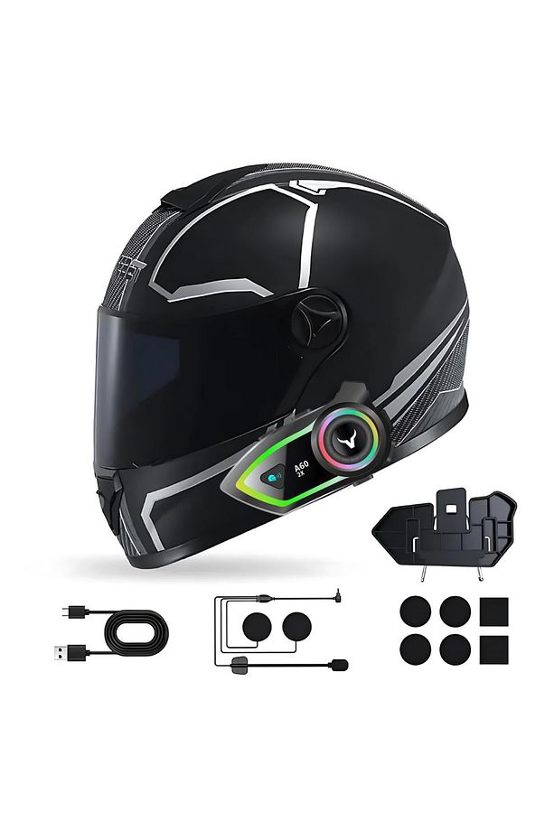 2 Intercom Bağlantılı Su Geçirmez Motosiklet Kask Bluetooth 5.3 300m Intercoom 2.000mah - 5