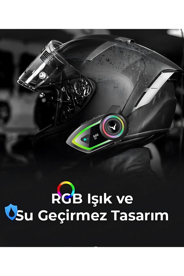 2 Intercom Bağlantılı Su Geçirmez Motosiklet Kask Bluetooth 5.3 300m Intercoom 2.000mah - 6