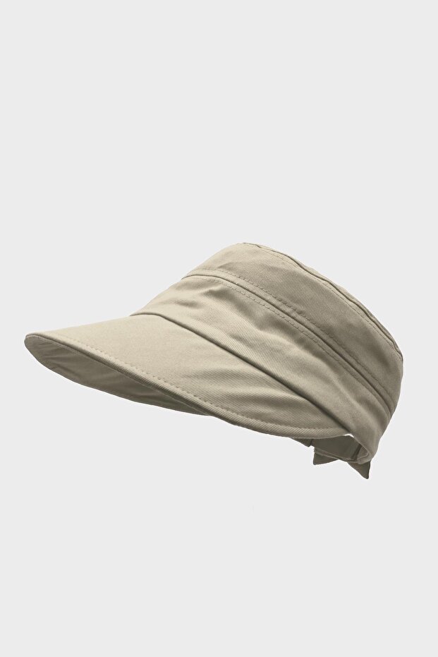 Women's Sunscreen Wide Brim Cotton Hat - Beige