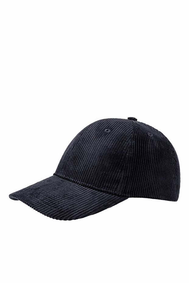 Navy Blue Velvet Women's Hat Corded Baseball Cap