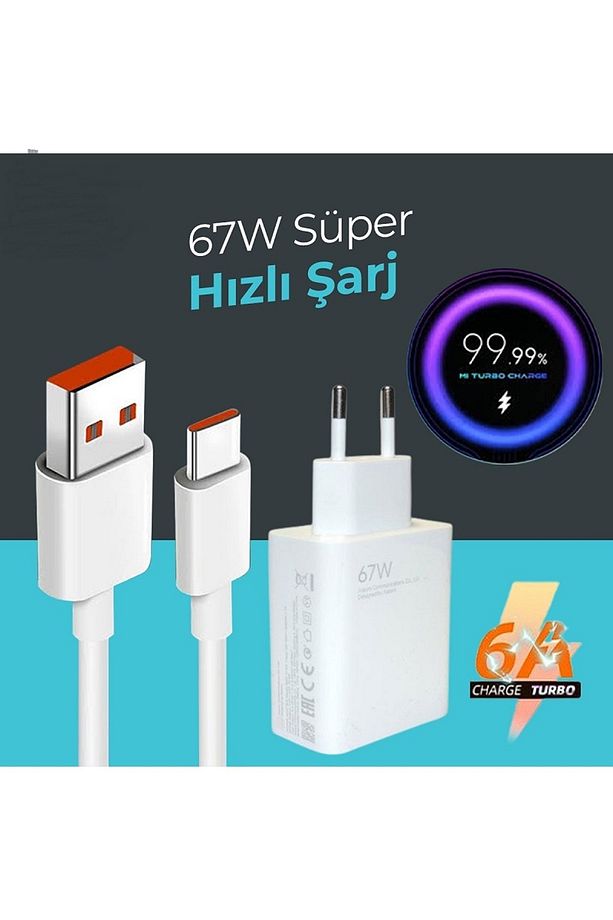 Type-c 67w (WATT) Turbo Hızlı Şarj Aleti Adaptörü Kablo Set Samsung Xiaomi Uyumlu - 3
