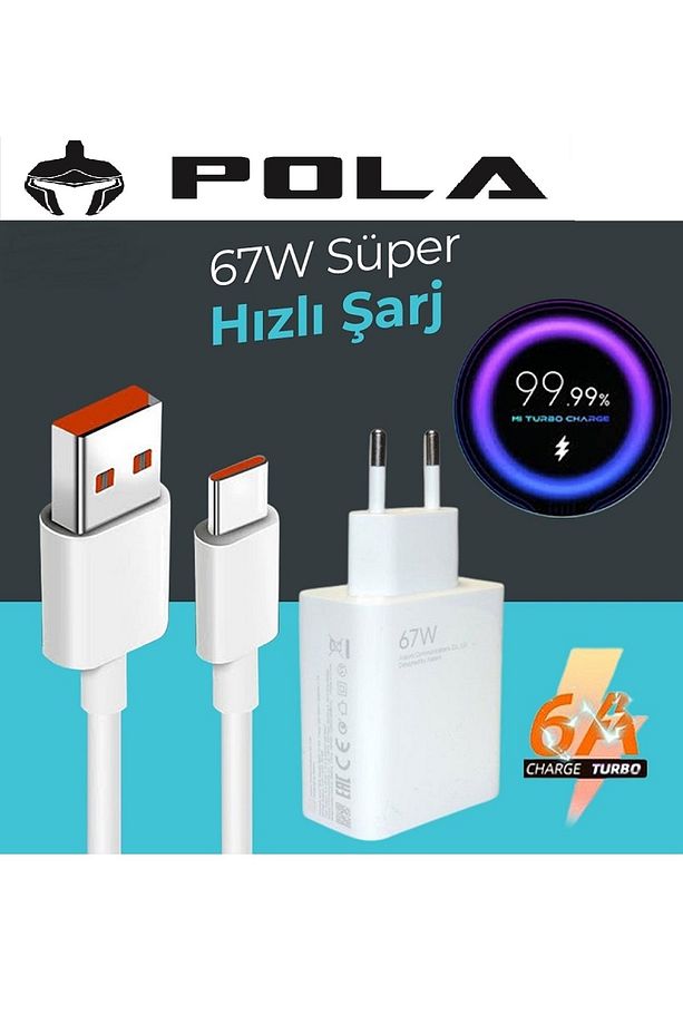 Type-c 67w (WATT) Turbo Hızlı Şarj Aleti Adaptörü Kablo Set Samsung Xiaomi Uyumlu - 1
