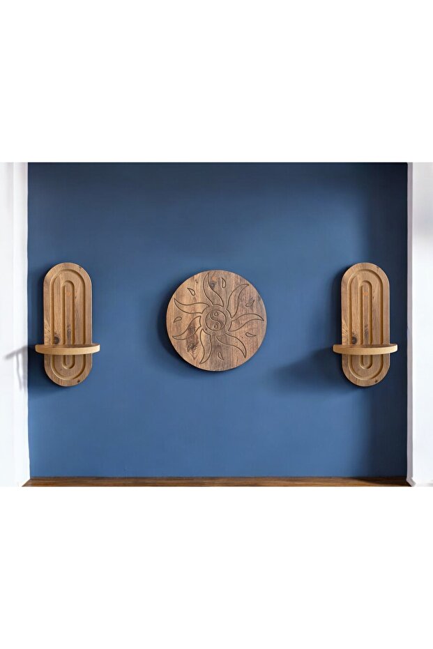 Semplice Wall Shelf and Decorative Ying Yang Sun Painting