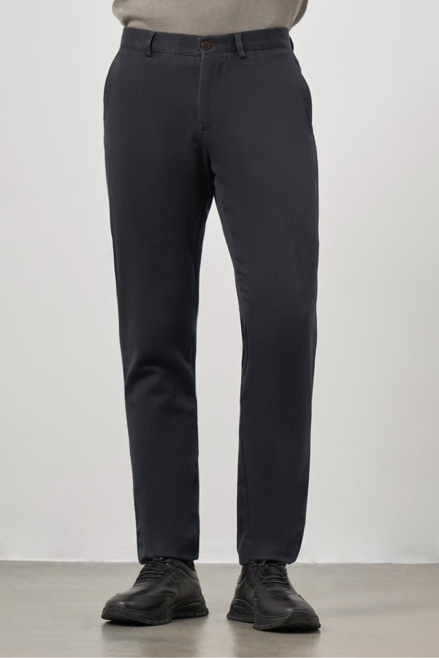 Black Cotton Side Pocket Casual Comfort Fit Chino Trousers 1003245154