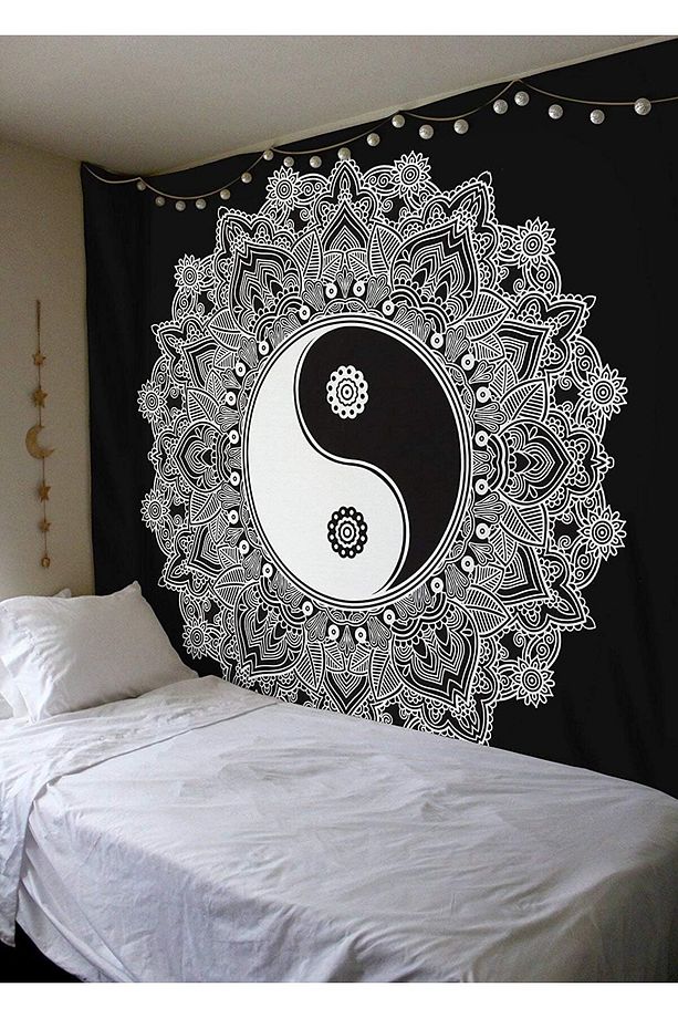 Mandala Yin Yang Çiçek Yoga Duvar Örtüsü Şık Duvar Halısı Duvar Dekorasyonu Dekoratif Duvar Sanatı - 1