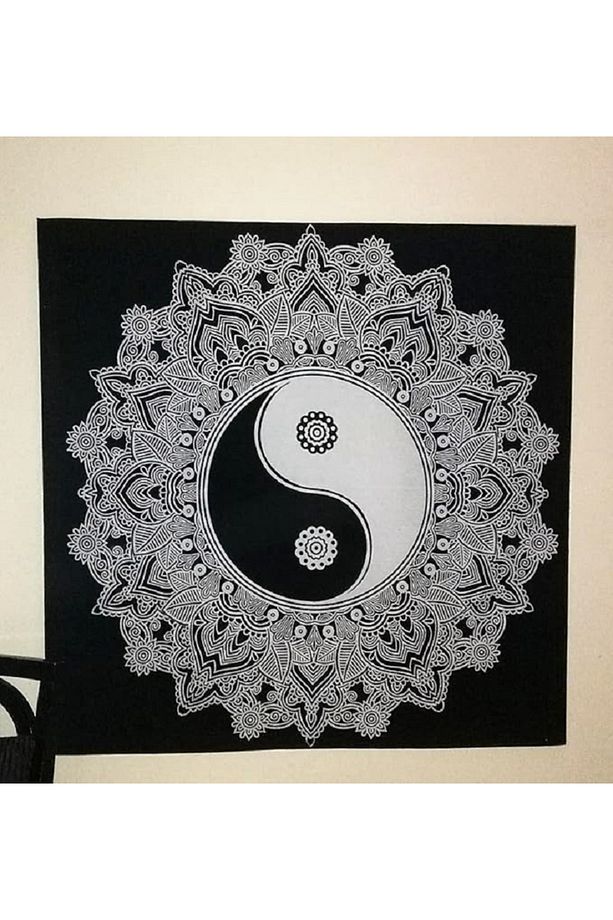 Mandala Yin Yang Çiçek Yoga Duvar Örtüsü Şık Duvar Halısı Duvar Dekorasyonu Dekoratif Duvar Sanatı - 3