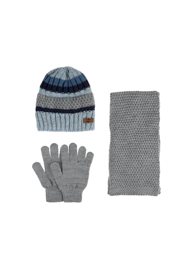 Kitti 9-15 Years Boy's Fleece Scarf Beanie Gloves Set of 3