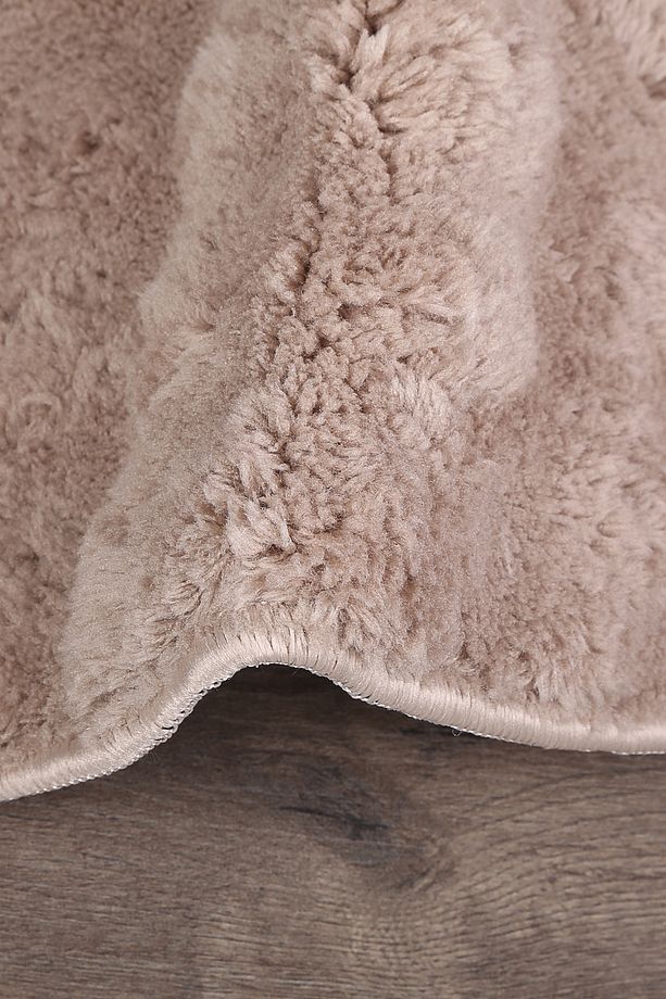 Bubble Kahve Yuvarlak Yolluk Makinede Yıkanabilir Kaymaz Tabanlı Yumuşak Modern Peluş Halı - 3