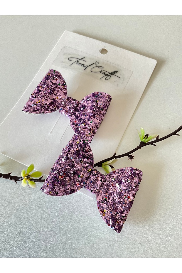 Glitter Shiny 2-Piece Bow Clip Buckle
