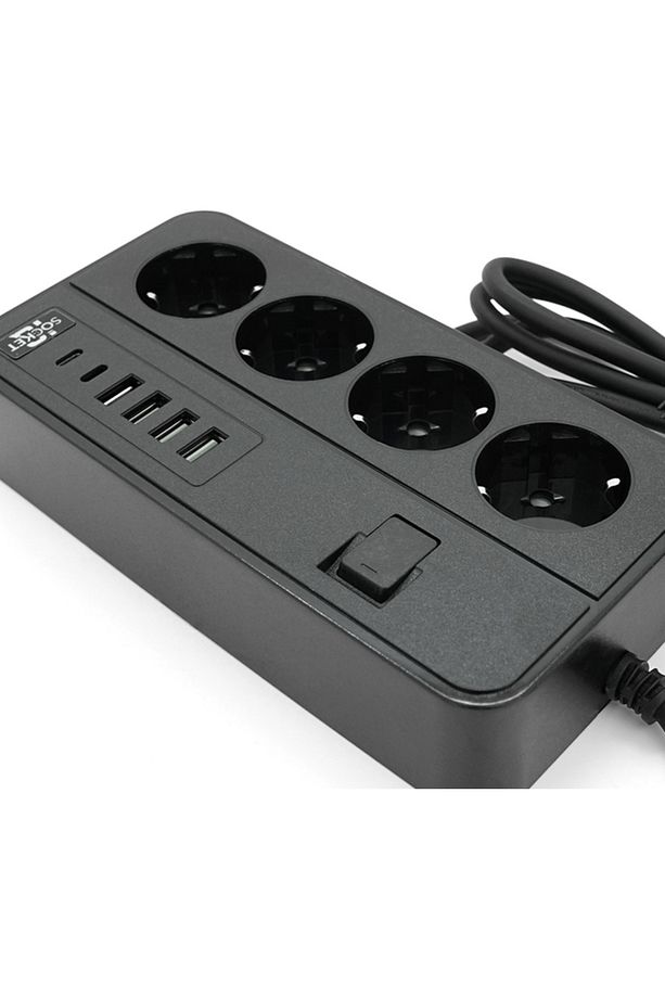 4x Priz 2x Usb-c 4x Usb-A Termal Akım Korumalı 4 Prizli 2 Metre Uzatma Kablosu 3000W Priz - 3