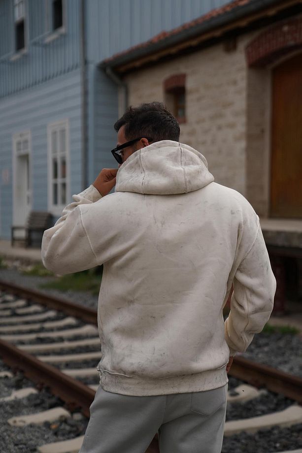 3 İplik Oversize Yıkamalı Kapşonlu Sweatshirt PLZ - 2