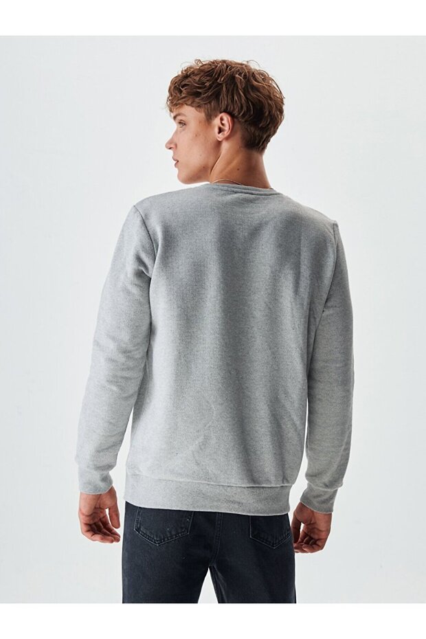 Bisiklet Yaka Gri Sweatshırt - 3