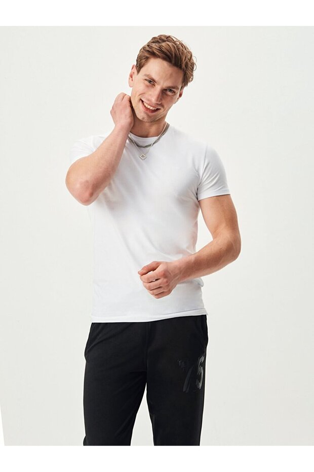 Tricou Basic Slim Fit alb - 2