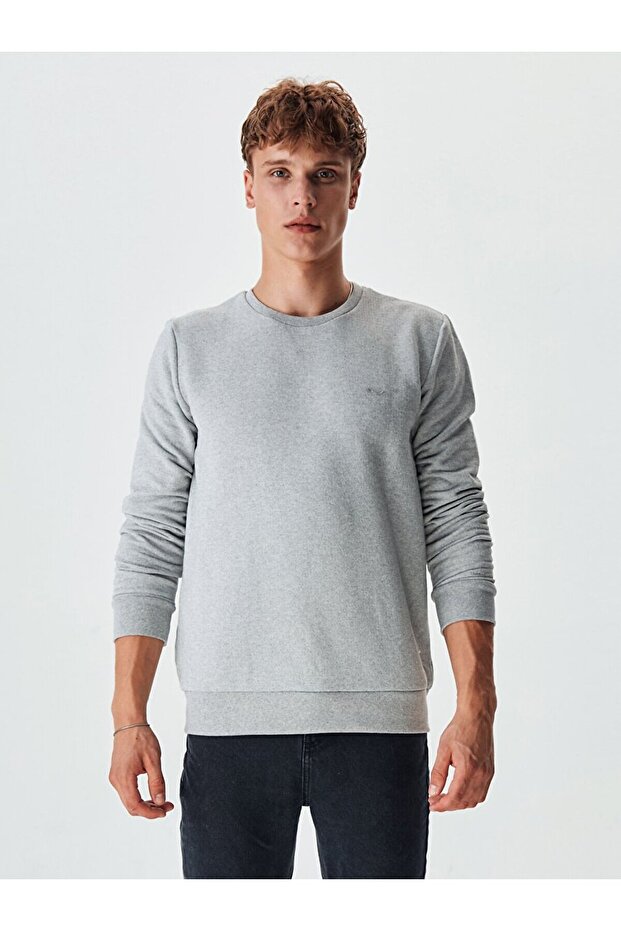 Bisiklet Yaka Gri Sweatshırt - 2