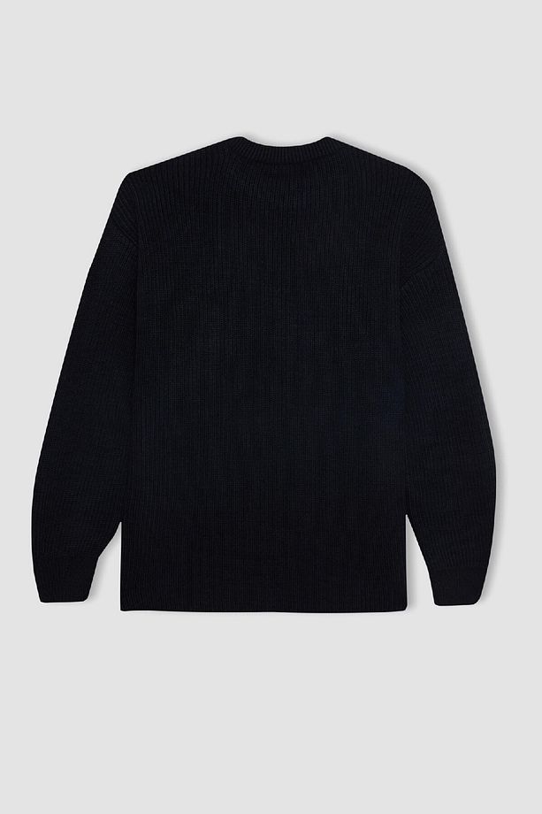 Regular Fit Bisiklet Yaka Selanik Kumaş Basic Düz Triko Kazak H6905az24wn - 8