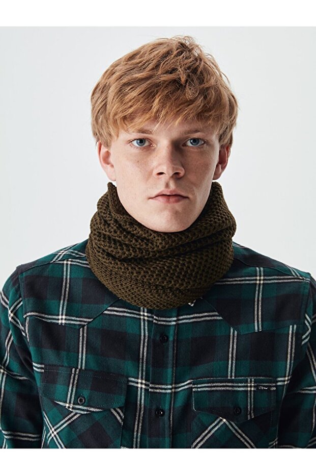 Örgü Yeşil Atkı - 1