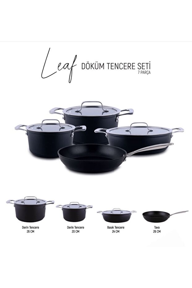 Leaf Döküm 7 Prç Tencere Seti - 1
