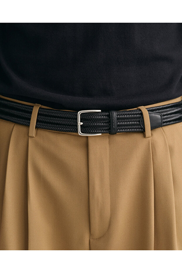 Erkek Siyah Regular Fit Logolu Kemer - 2