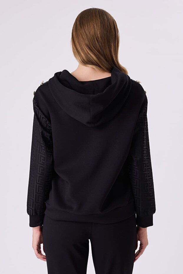 Fermuar detaylı kapşonlu örme bluz - 3