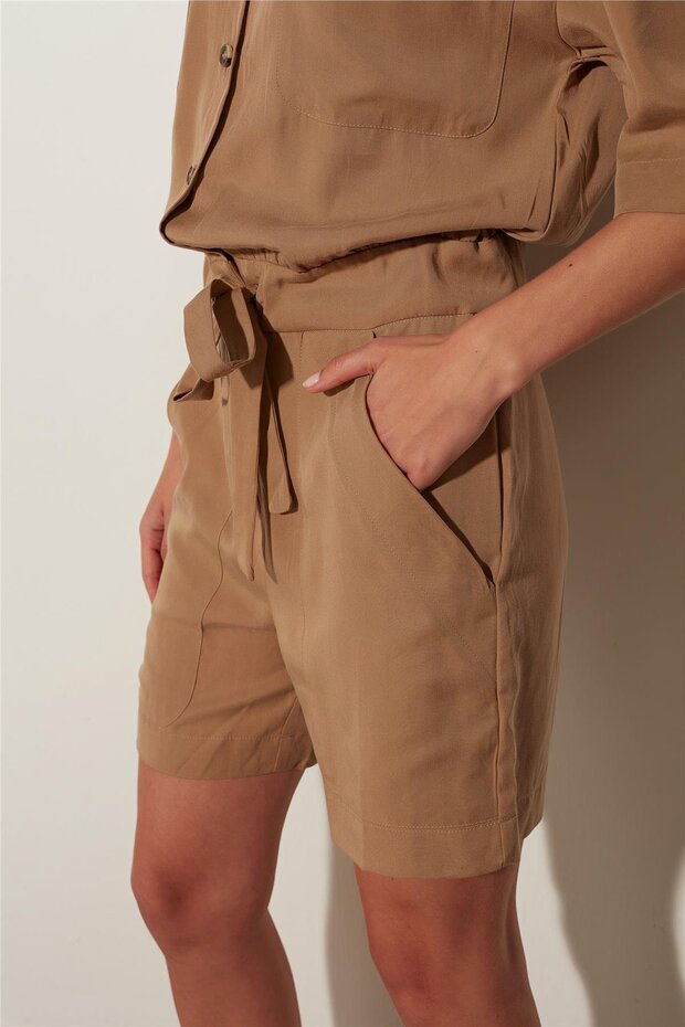 Camel Kemerli Şort Tulum - 3