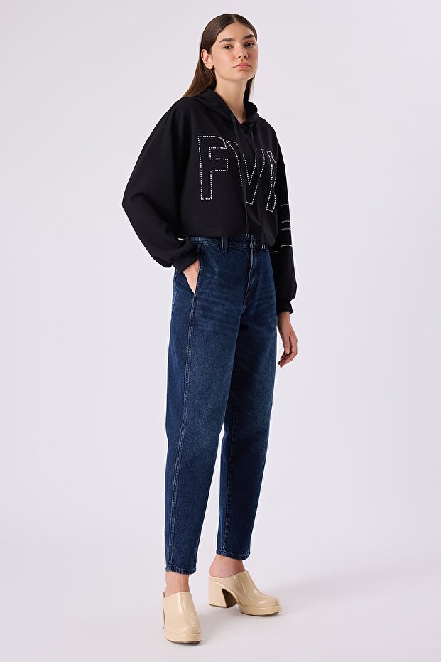 FVR taşlı kapşonlu örme bluz - 3