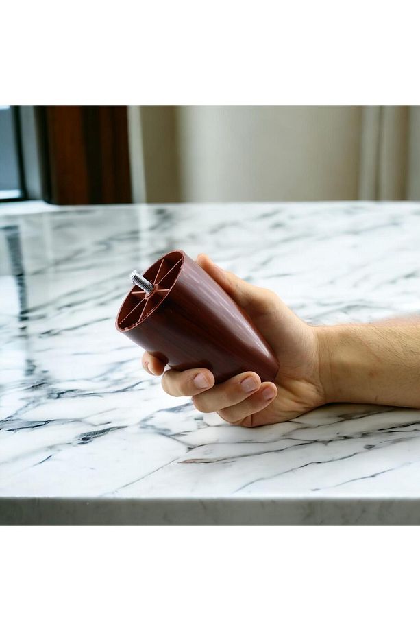 4 Adet Vidalı (M8 INCE DİŞ) 12 Cm (CEVİZ) Plastik Mobilya Yükseltici Koltuk Kanepe Ayağı Ayakları - 4