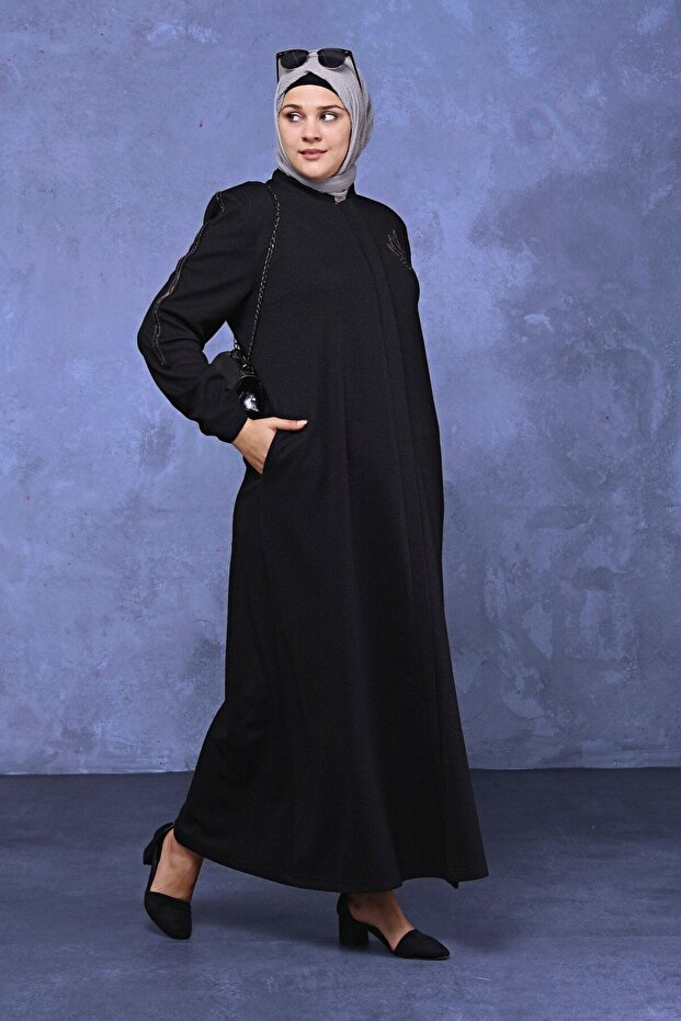 Women's Large Size Winter Hijab Top Coat Zippered Top Coat Full Size