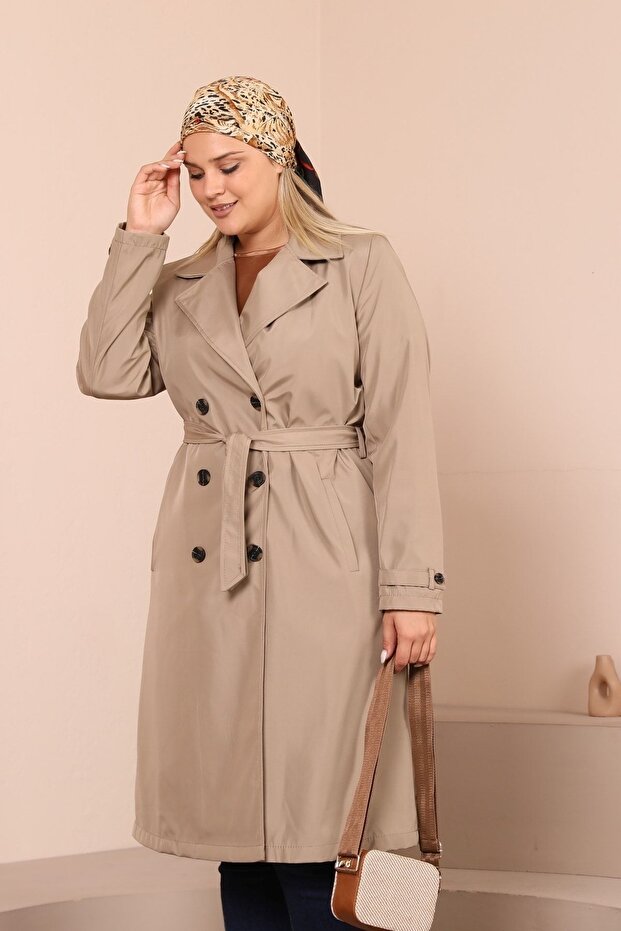 Γυναικεία Hijab Trenckot μεγάλου μεγέθους Hijab Trenc με επένδυση από πέτρα - 4