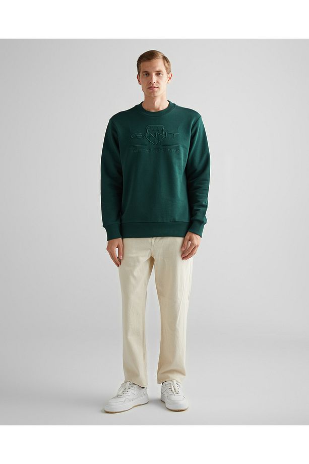 Erkek Yeşil Regular Fit Bisiklet Yaka Logolu Sweatshirt - 3