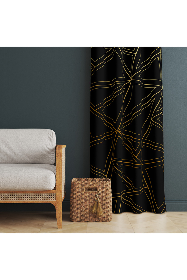 Black Patterned Kitchen, Living Room, Bed and Children's Room Single Wing Velvet Texture Background Curtain