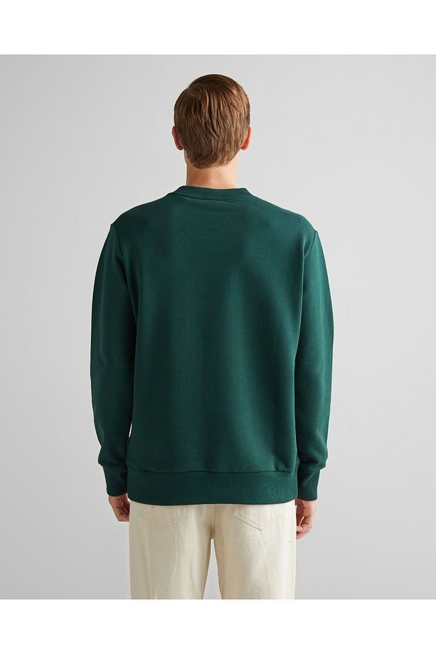Erkek Yeşil Regular Fit Bisiklet Yaka Logolu Sweatshirt - 2