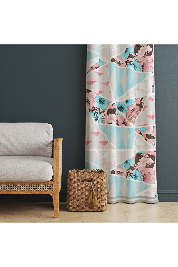 Flower Patterned Kitchen, Living Room, Bed and Children's Room Single Wing Velvet Texture Background Curtain