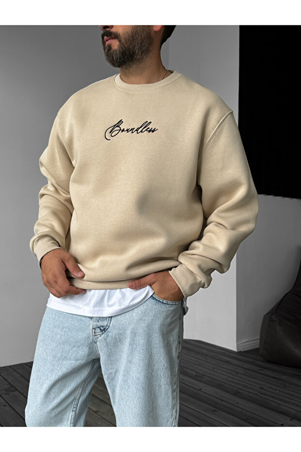 موديل LB-1007 سويت شيرت مطرز باللون البيج - 3
