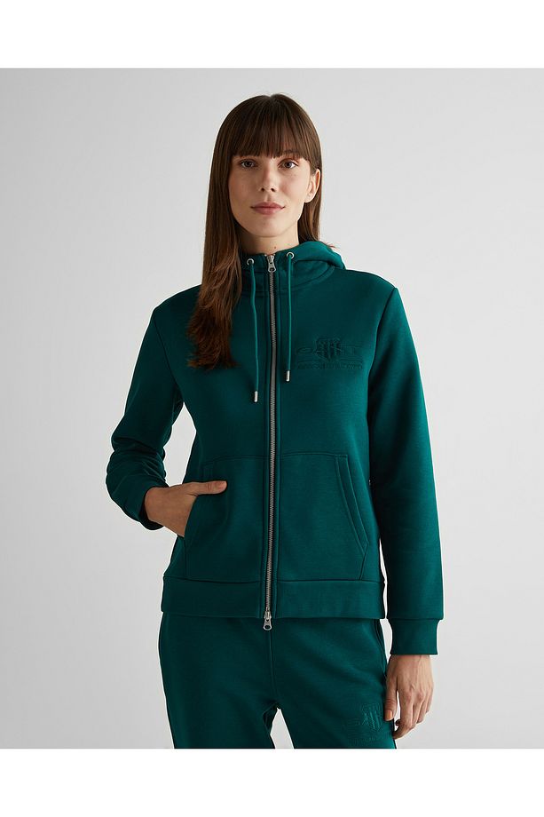 Kadın Yeşil Regular Fit Kapüşonlu Logolu Sweatshirt - 4