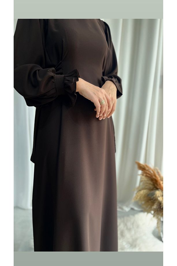 MODEL İNCİ Medine İpeği Yan Bağcıklı Elbise - 2
