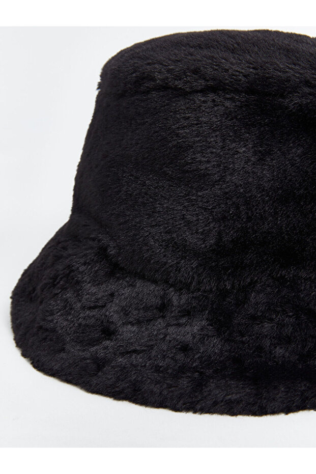 LCW ACCESSORIES Siyah Kürklü Kadın Bucket Şapka - 3