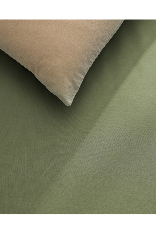 Manon King Size 100% Cotton Ranforce Non-Elastic Sheet - Khaki - 2