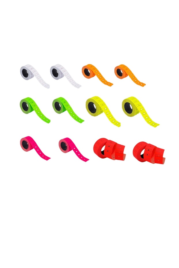 (12 * 21 mm) Striped Mix 6 Colors Price Label (800 Labels in a Roll) (12 Rolls)