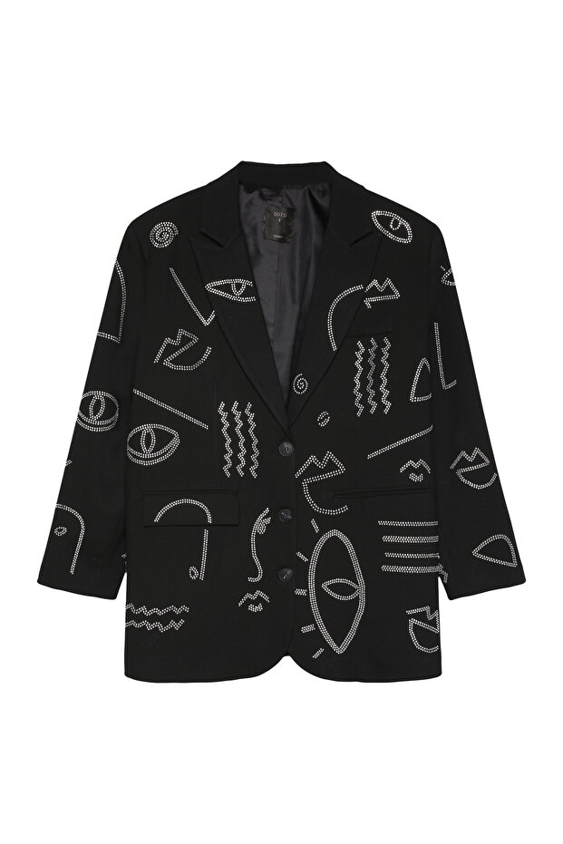 Blazer Jacket - Stone Detailed - 2