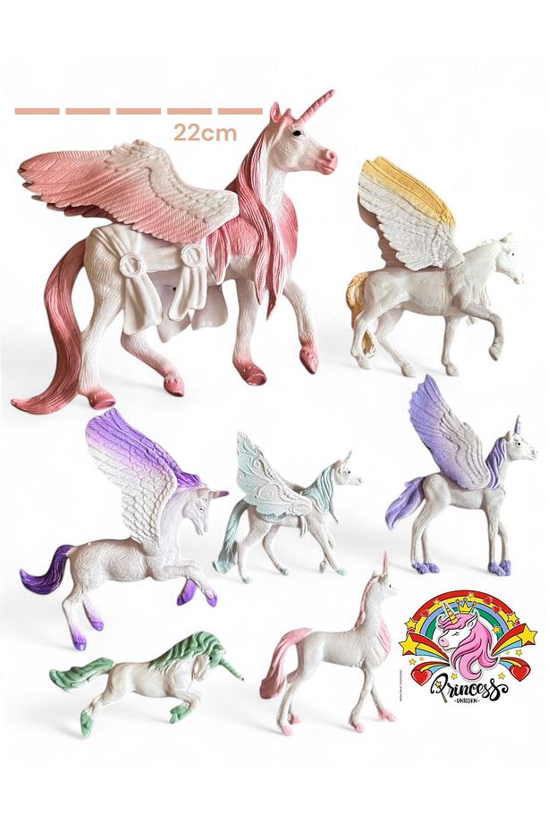 pony unicorn 7 model hayvan at et malzeme büyük boy prenses unikorn 7 adet birlikte - 1