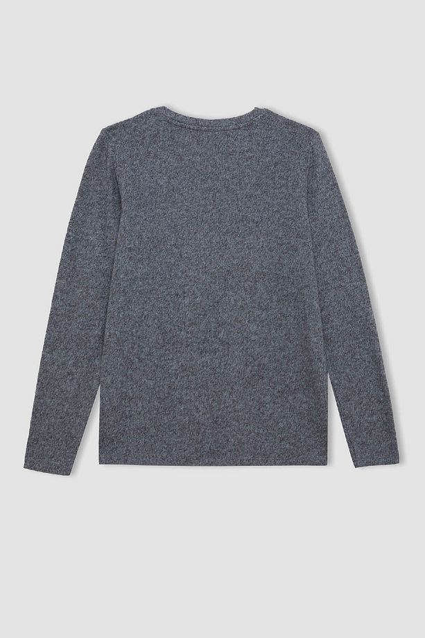 Regular Fit Bisiklet Yaka Casual Basic Düz Uzun Kollu Tişört D7482ax24au - 3