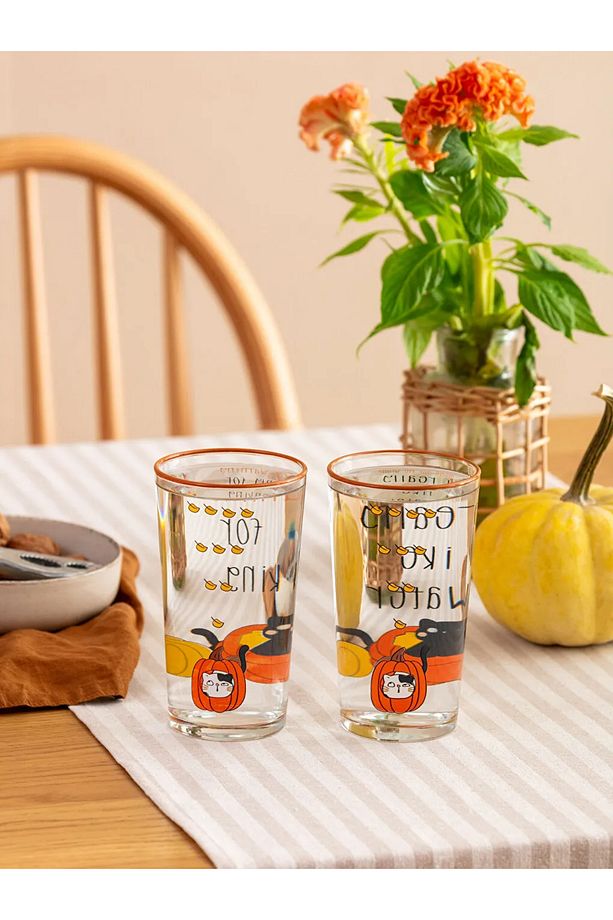 LCW HOME Siyah Baskılı Baskılı Bardak Seti 2'li 570 Ml - 2