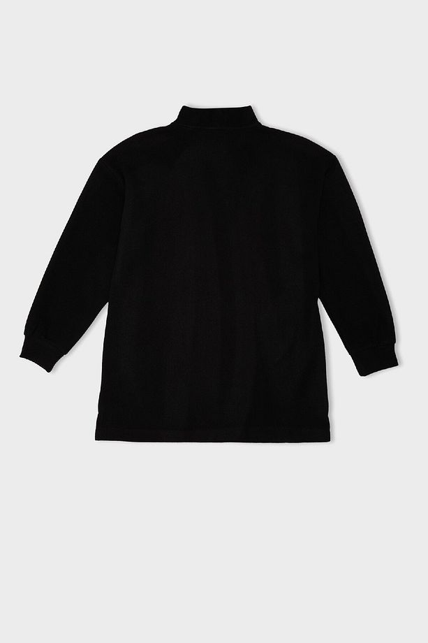 Regular Fit Fermuarlı Dik Yaka Selanik Kumaş Basic Düz Sweatshirt Tunik B4306ax24wn - 3